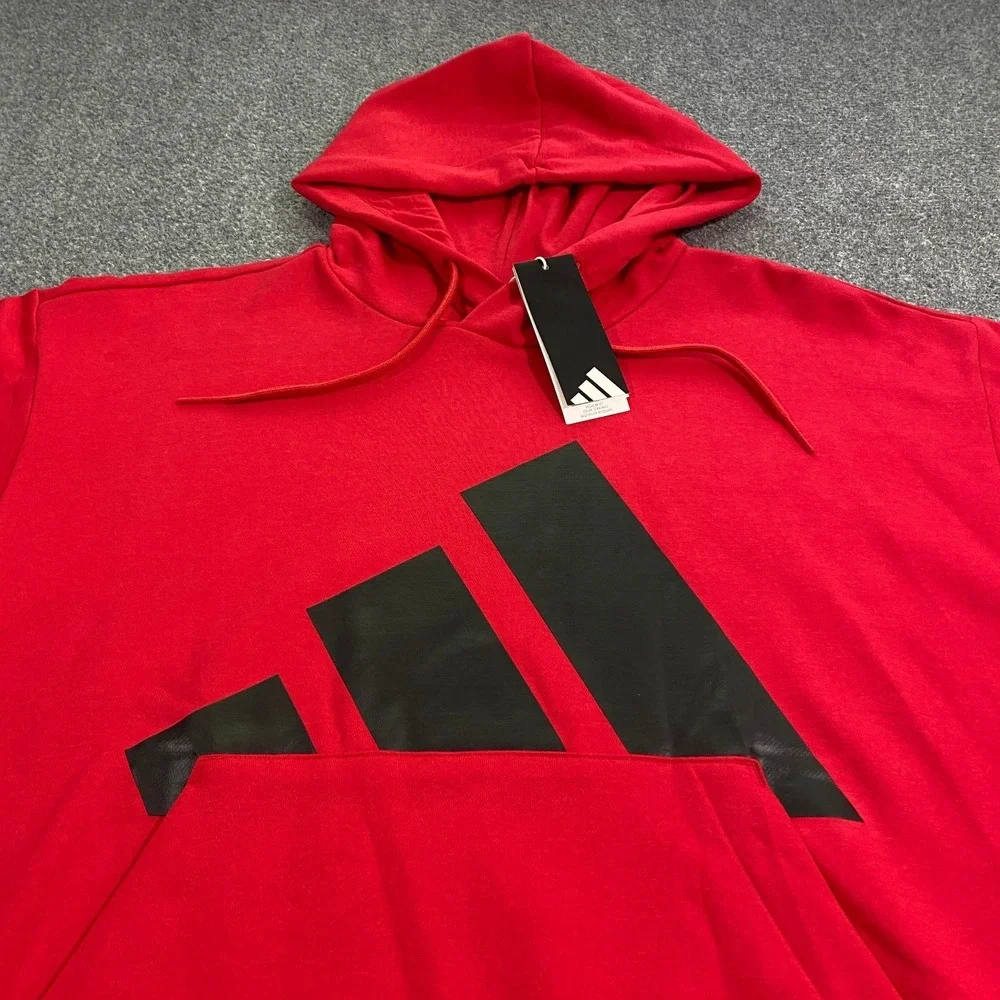 Adidas Trefoil Big Logo Sweatshirt Hoodie Adult Large Red Black  Fleece Pullover
